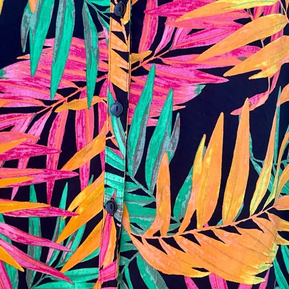 Catherine’s Mens 4X Button up bright Hawaiian shirt colorful leaves 80’s style - Picture 3 of 5